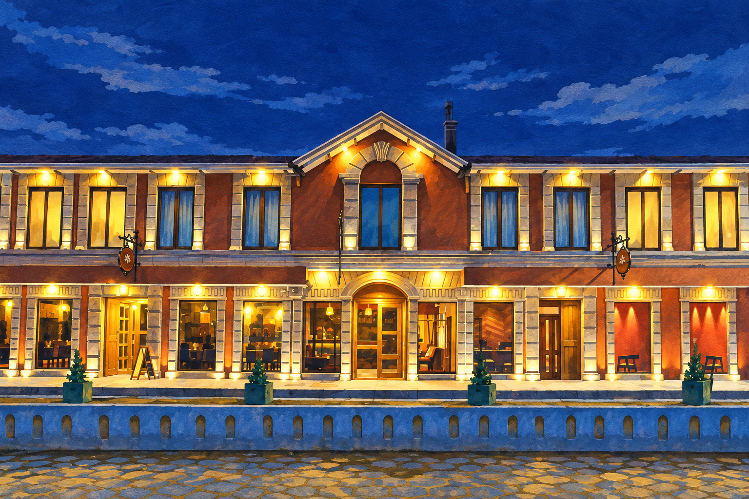 AI illustration based on a real photograph of this hotel; details may differ.